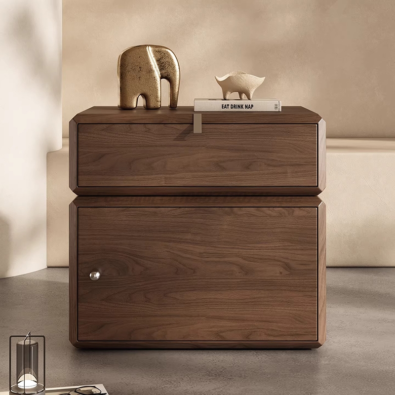 Home Security Safe - Italian Minimalist Nightstand Lacquer Solid Wood