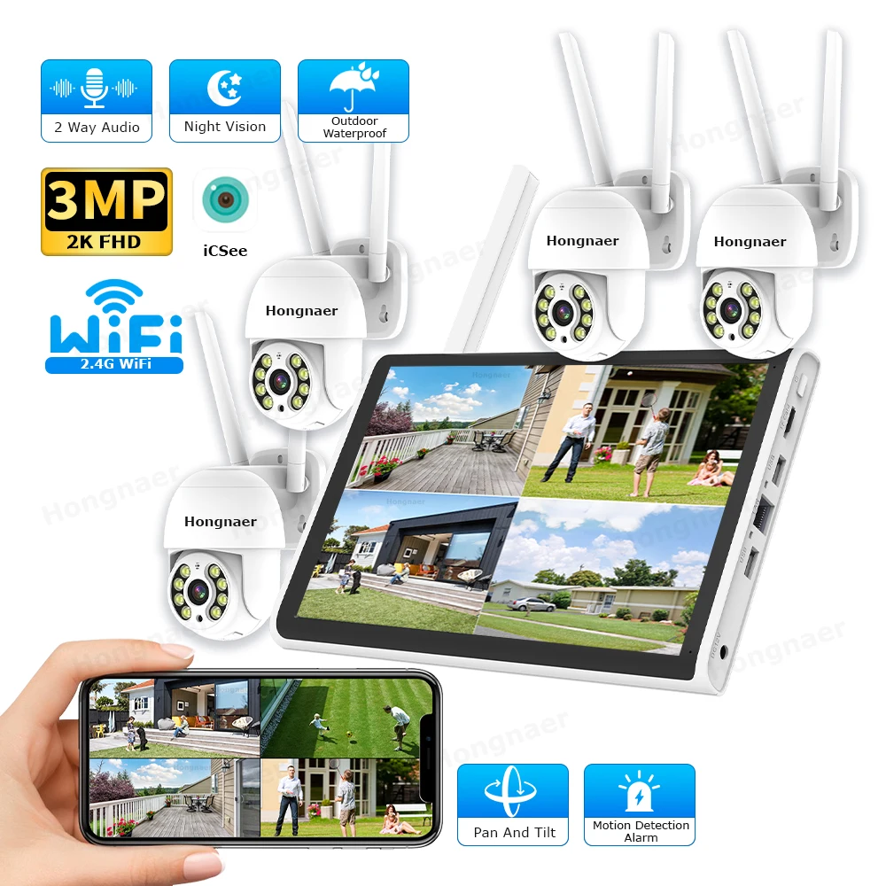 2026 Hongnaer 3MP 4 Channel Wi - Home Security Systems With Cameras 评论和价格
