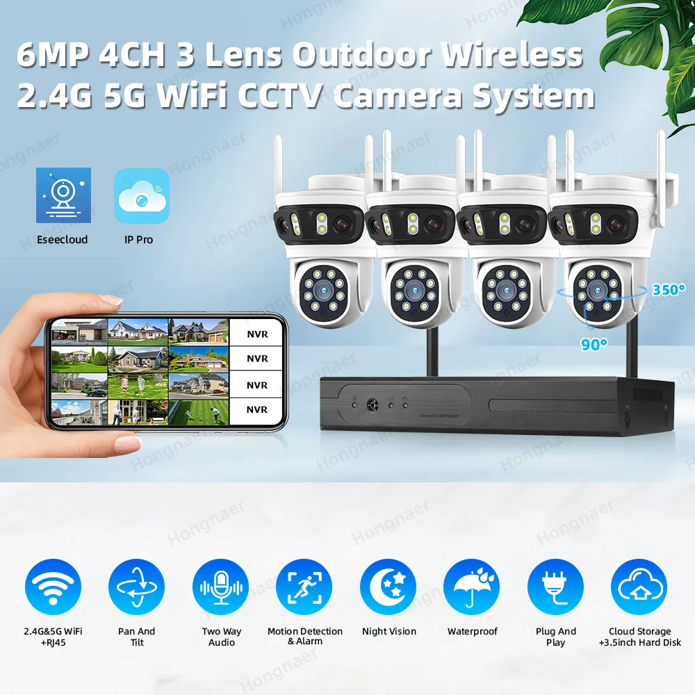 2026 Hongnaer 6MP 4CH 3 Lens 2 - Home Security Systems With Cameras 评论和价格