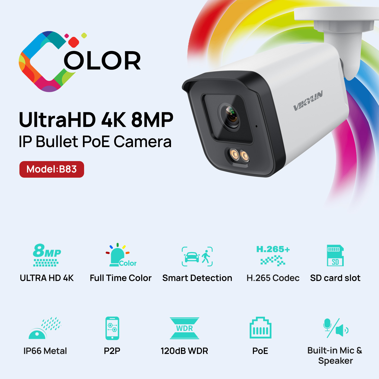 VIKYLIN Full Colo 8MP HD IP Se - Home Security Service 评论和价格
